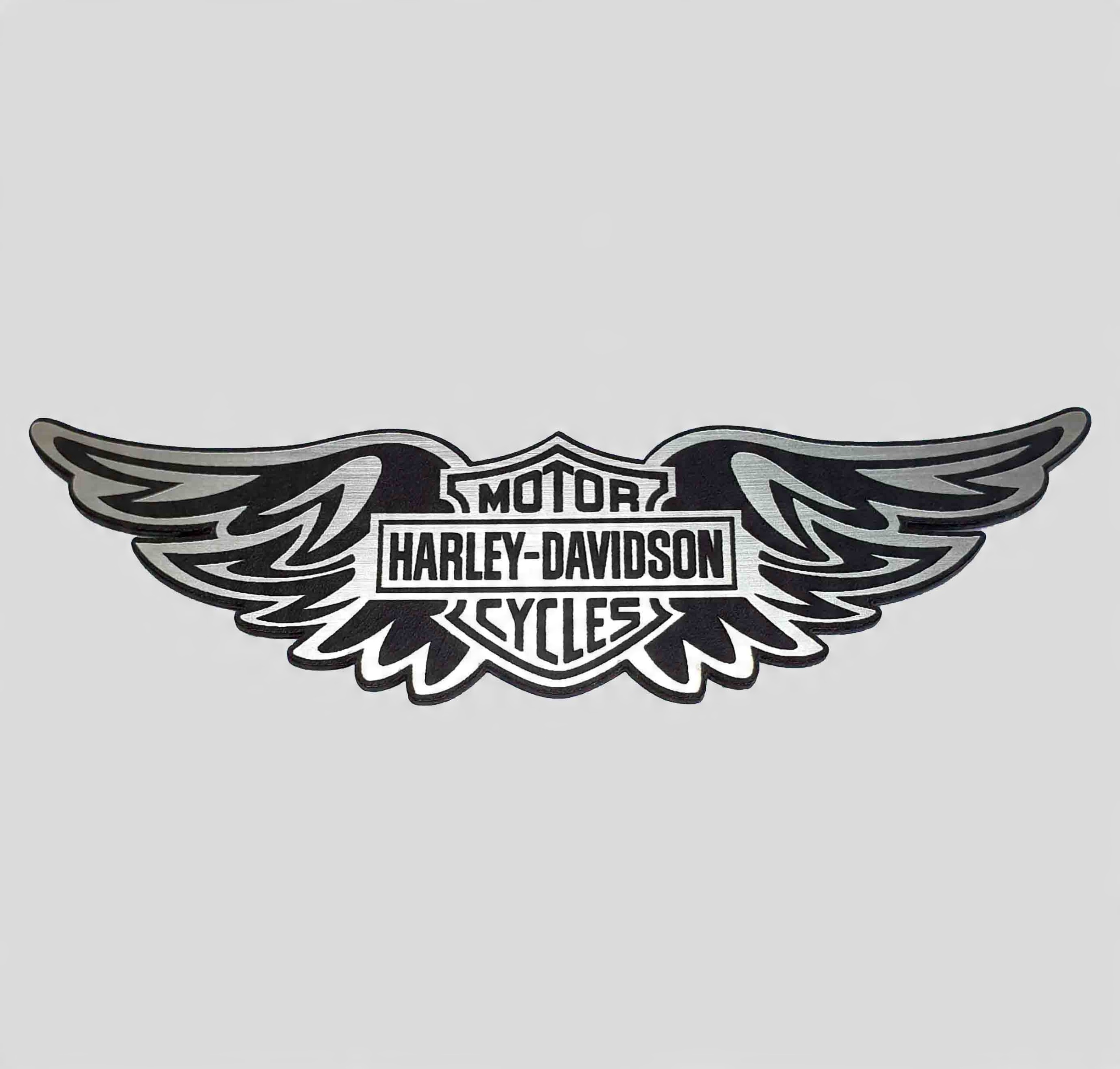 

Harley Wings naklejka emblemat 200x56 mm Srebrna