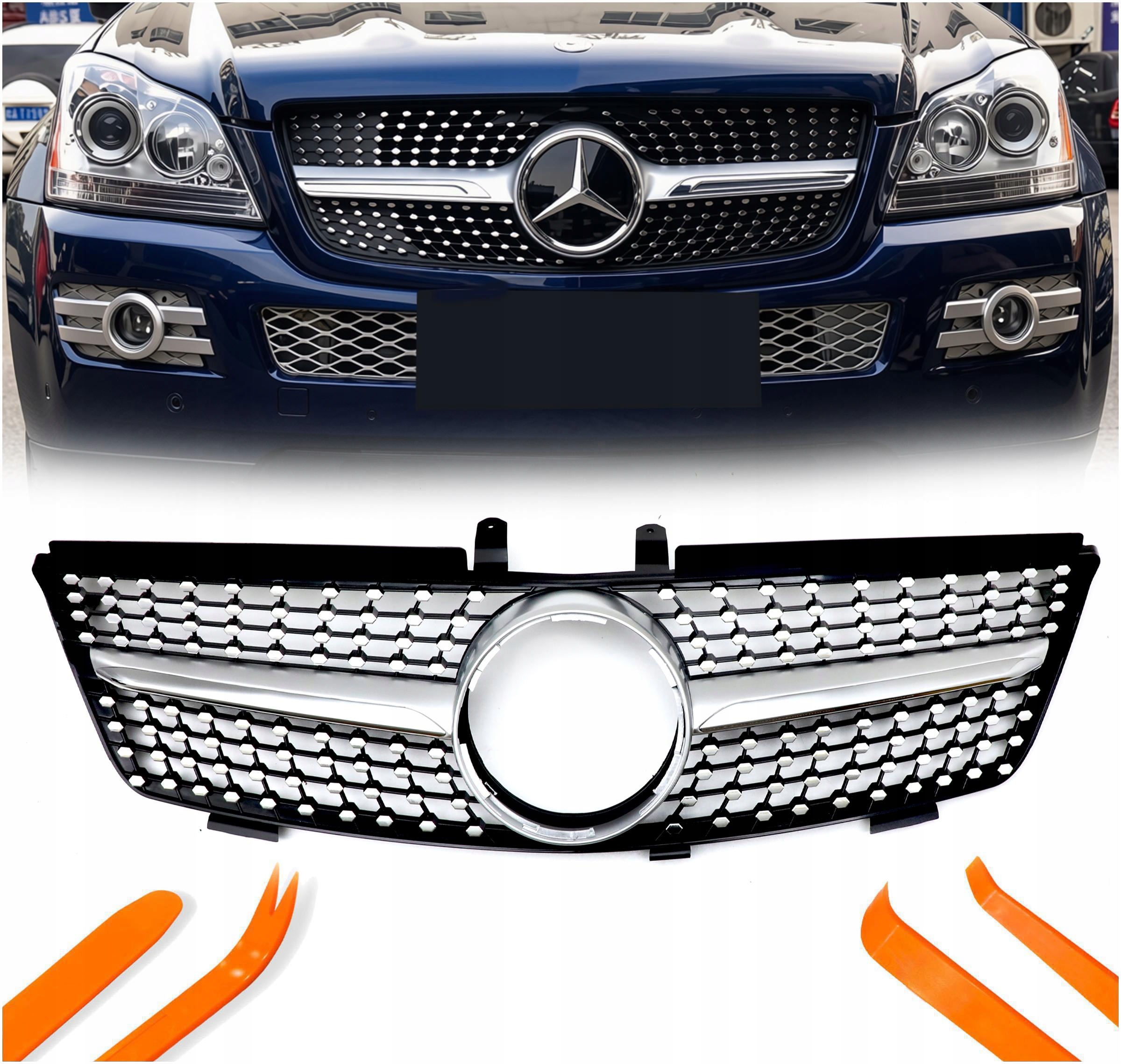 Atrapa Grill Mercedes ML W164 Stříbrný Diamond 2005-2008