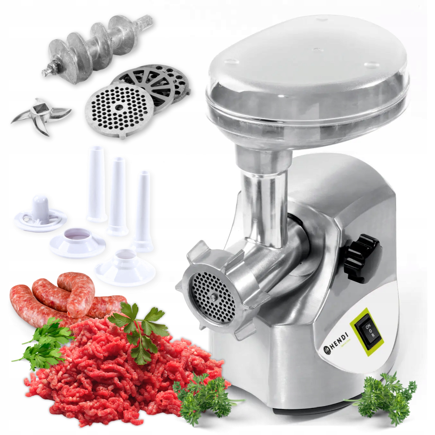 Maszynka do mięsa Hendi 230V/400W Do mielenia Nadziewania Aluminiowy Korpus