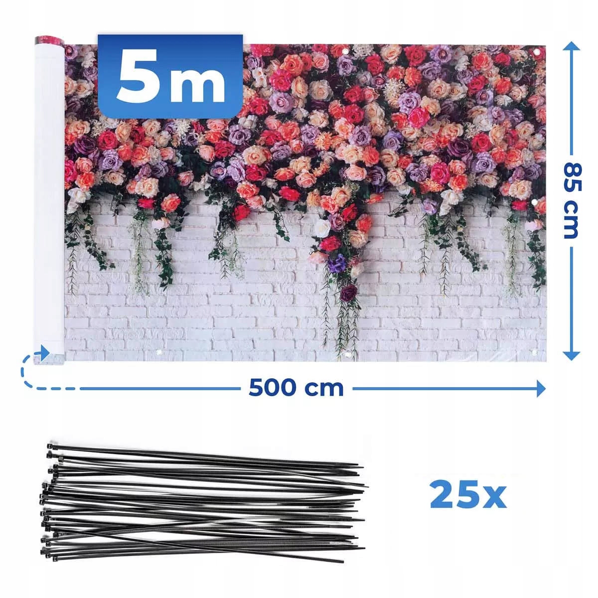 OSŁONA BALKONOWA maskująca wzór RÓŻE 5 m x 85 cm Rodzaj osłona, mata