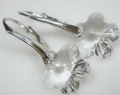 Krystaly Náušnice Stříbro Certifikát Květiny