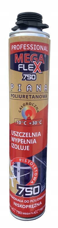 PIANA PIANKA MONTAŻOWA PISTOLETOWA NISKOPRĘŻNA CAŁOROCZNA MEGA FLEX 750ml
