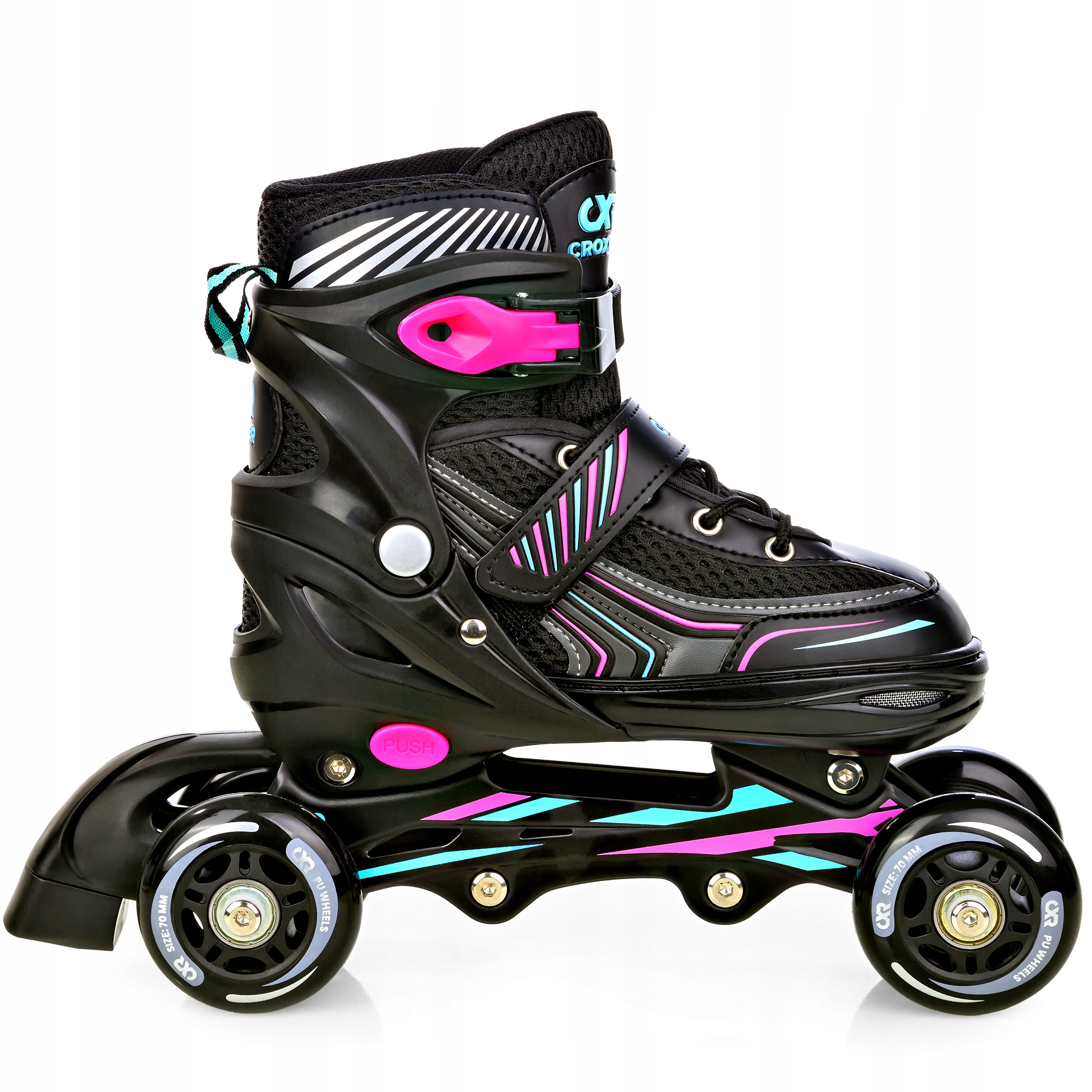 Rolko Wrotki Regulowane 3w1 Croxer Optima Mint/Pink 39-42 Kauczuk Abec7 Model Optima