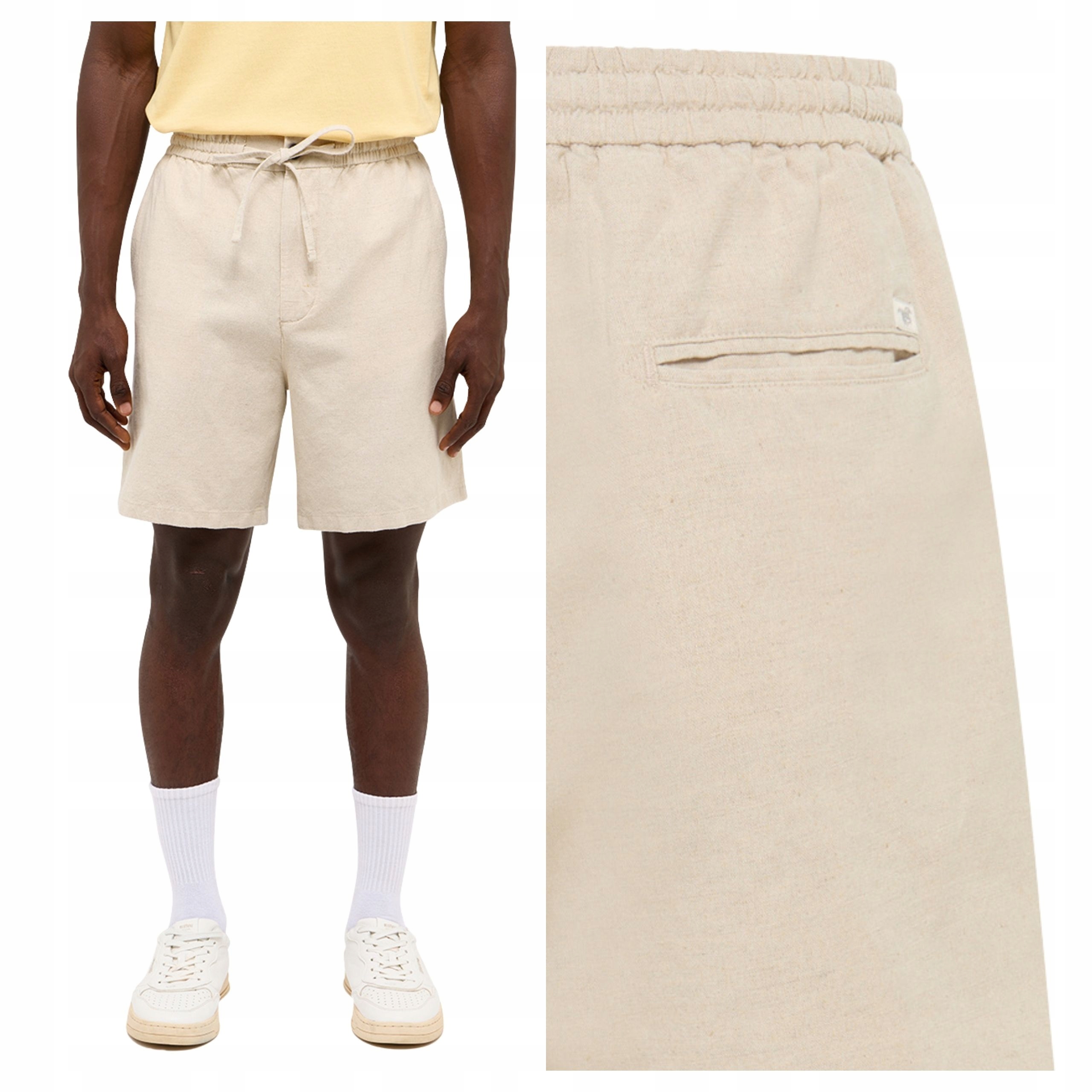 Mustang Linen Jogger Shorts Pánské šortky Whisper White Lněné W34