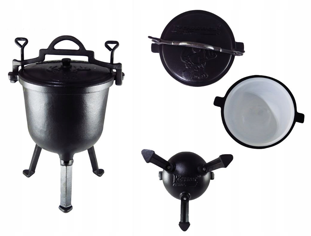 KOCIOŁEK ŻELIWNY STOJĄCY NA OGNISKO 11L Emaliowany