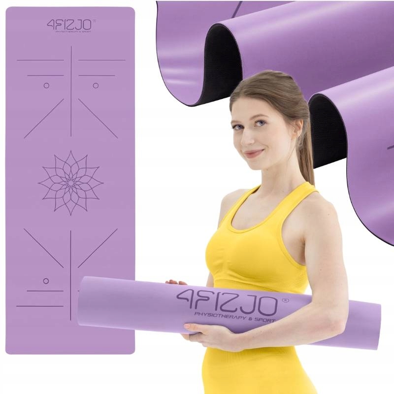 Mata Do Ćwiczeń Kauczukowa gimnastyczna antypoślizgowa 4FIZJO 0,4 cm fiolet