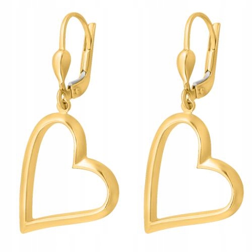 Závěsné zlaté 585 náušnice s rámečkem ve tvaru srdce jako dárek 14k