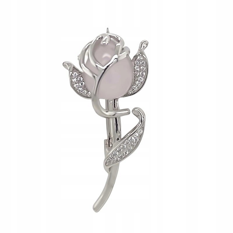 Brož stříbrná Květina se zirkony, Stříbro 925