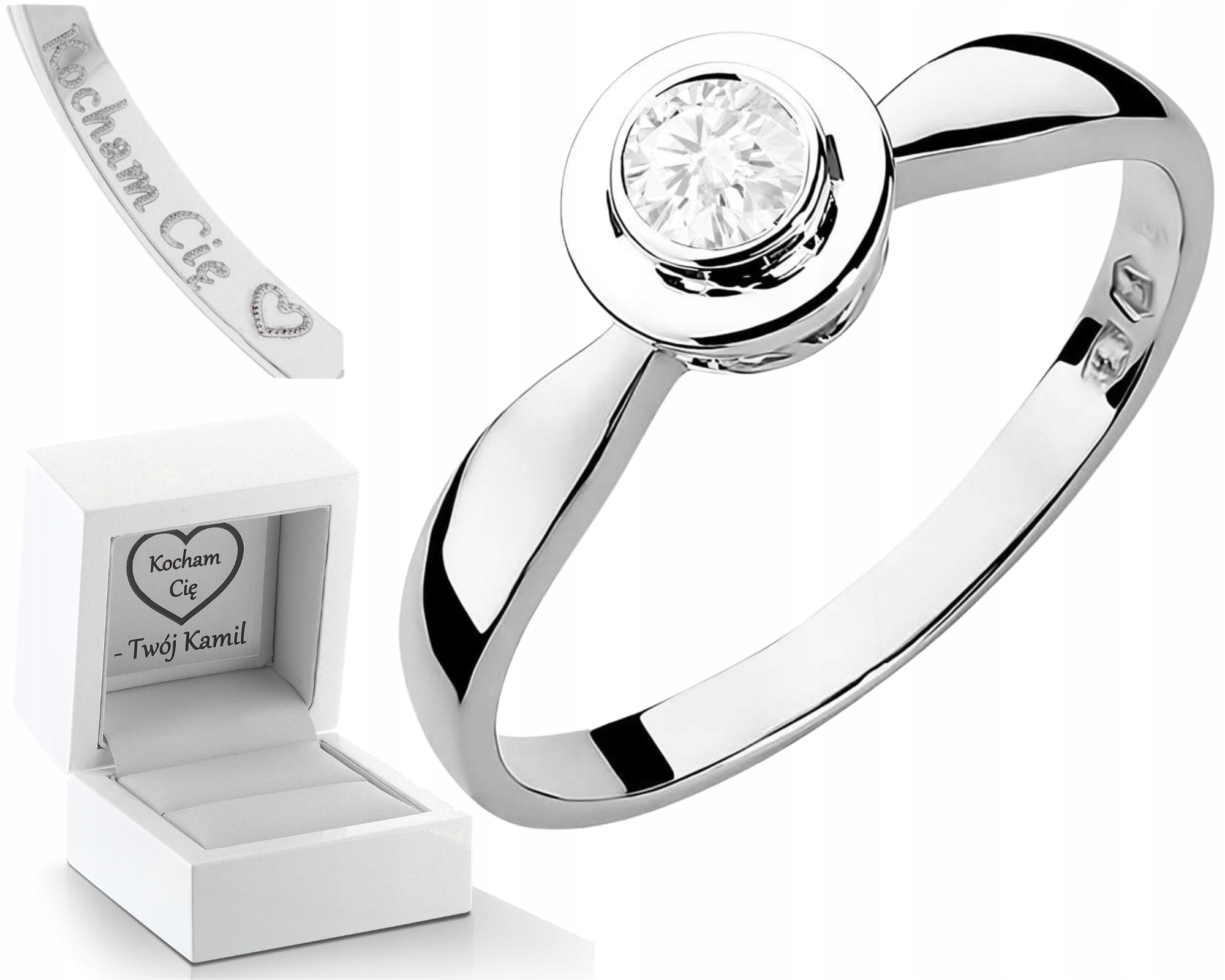 Bílé Zlato Klasický Prstýnek Briliant Lab Drť 585