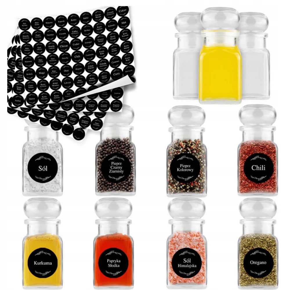 20 x Sklenička na koření 150 ML 252 samolepky