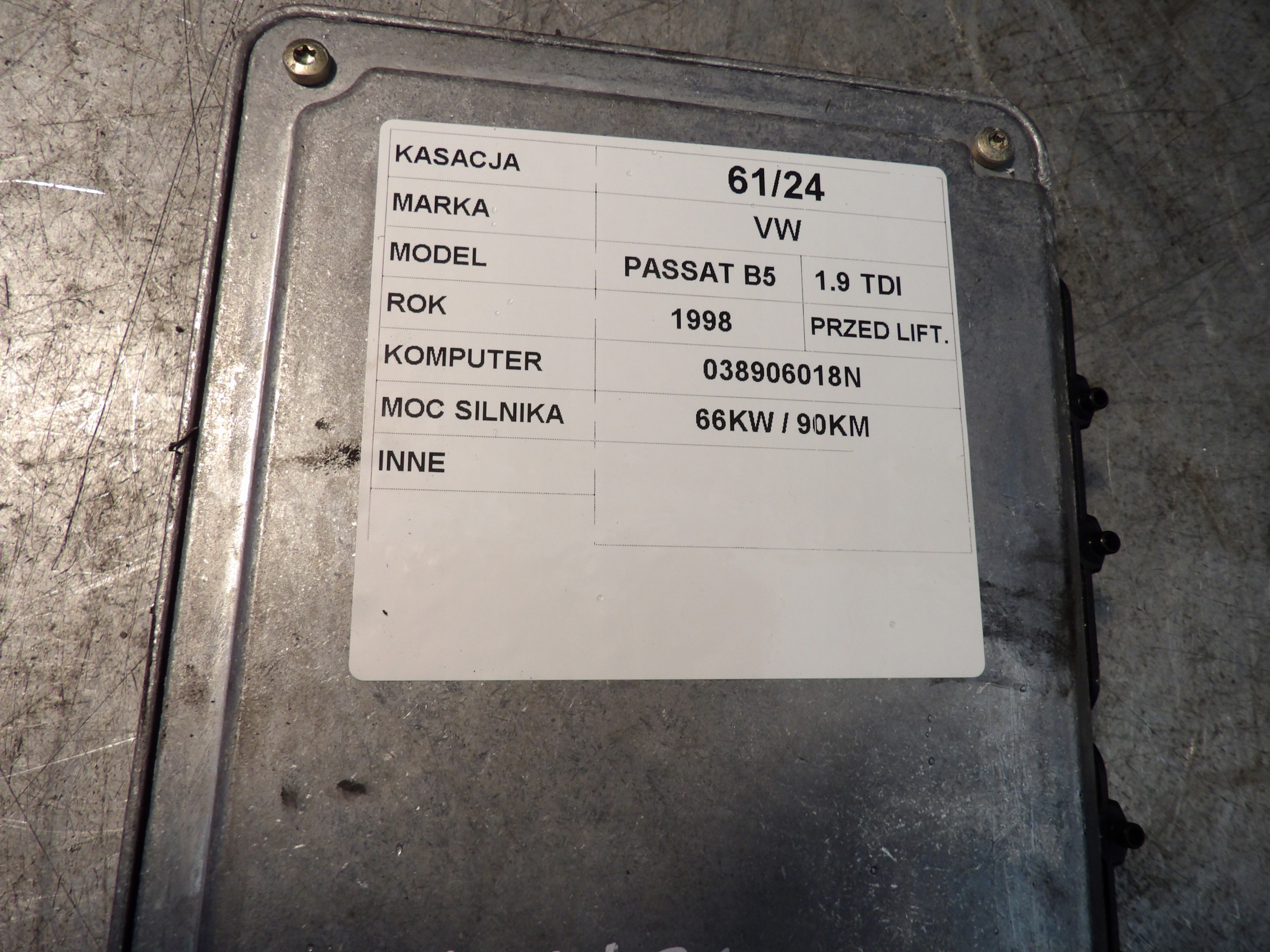 VW Passat B5 computer, control unit 038906018N 0281001727