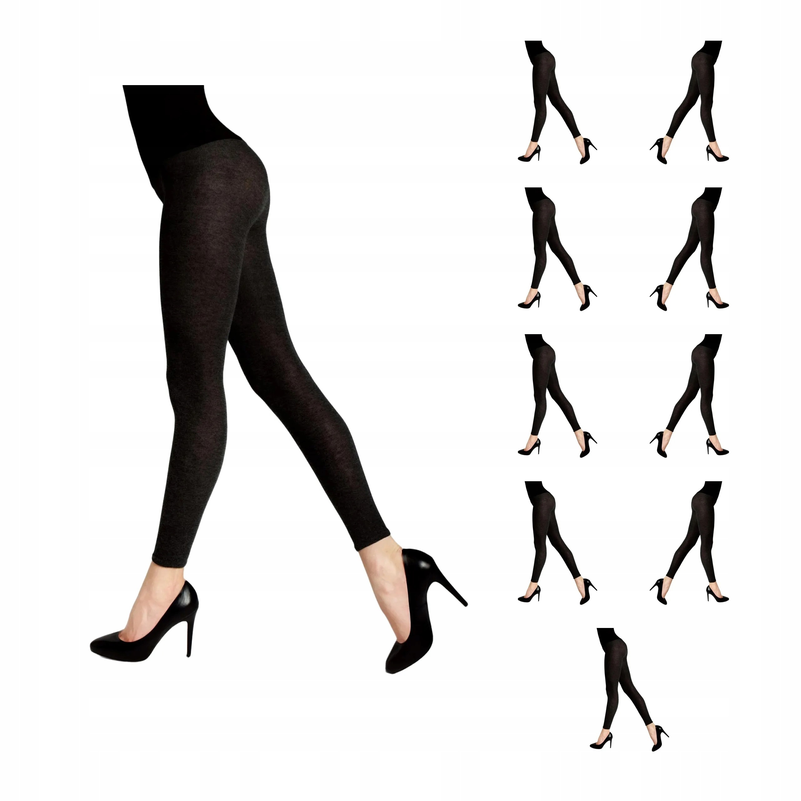 10 párů Dámské bavlněné legíny s vlnou 608 Cotton Legs 10x Černá 2-S
