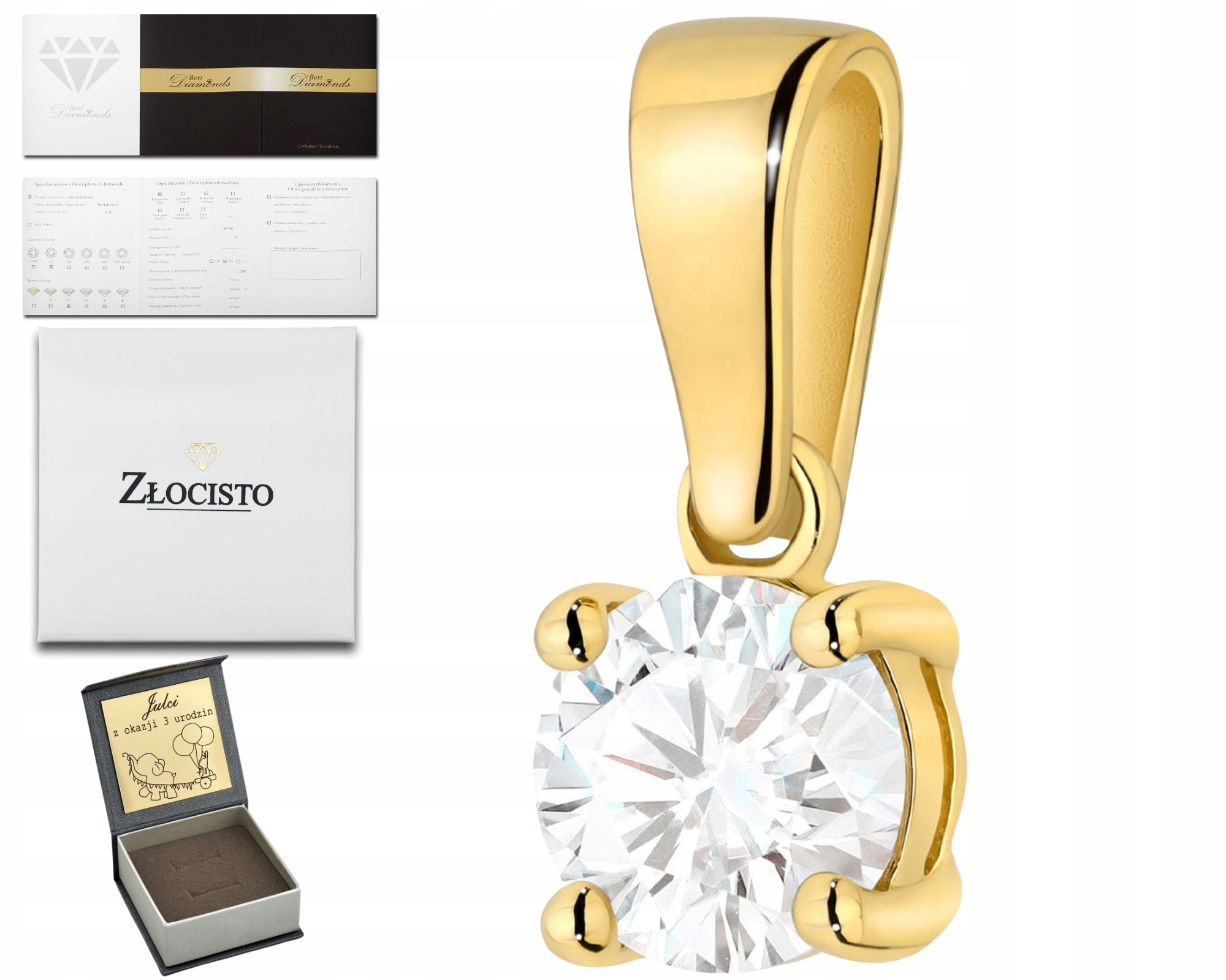 Zlatý Přívěsek 585 S Diamantem Minimalistický Šperk Dárek