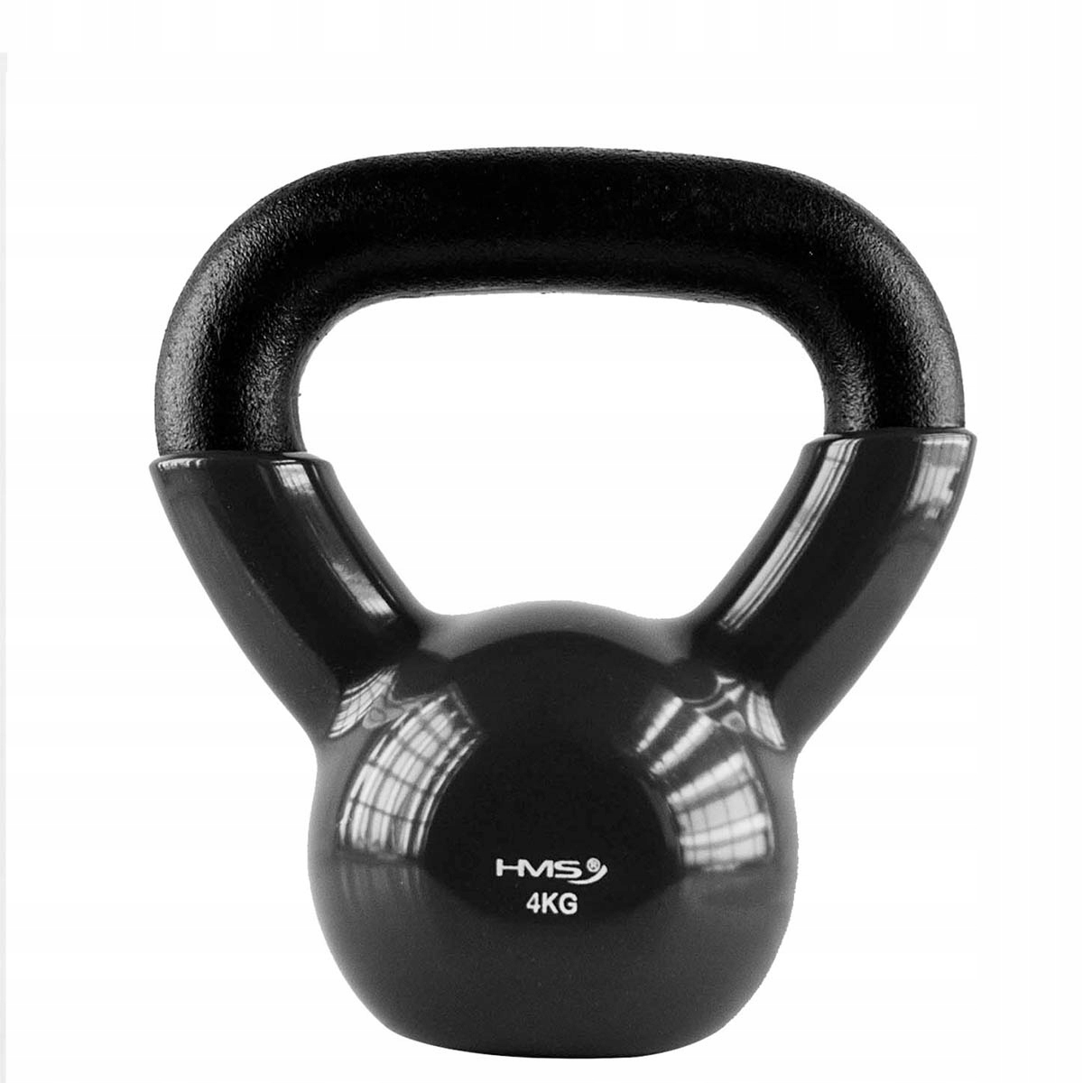 Kettlebell, odważnik 4 kg hantel fitness do ćwiczeń, żeliwny czarny