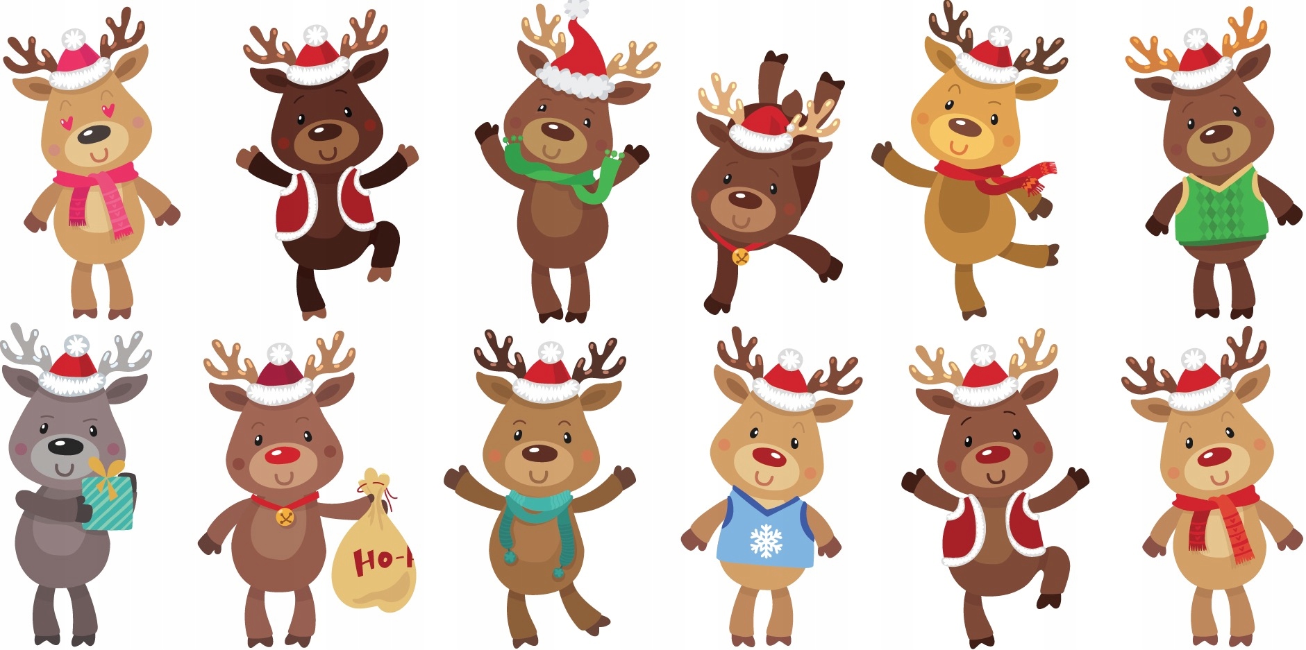 WIELORAZOWE naklejki świąteczne na okno RENIFERKI