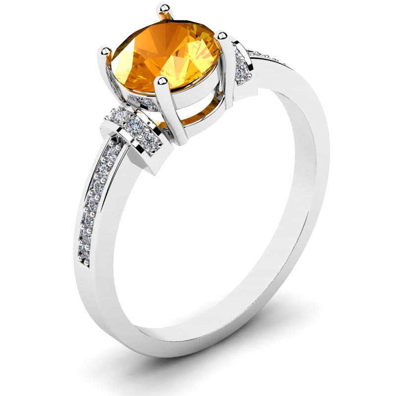 

Pierścionek Z Białego Złota Z Cytrynową Cyrkonią