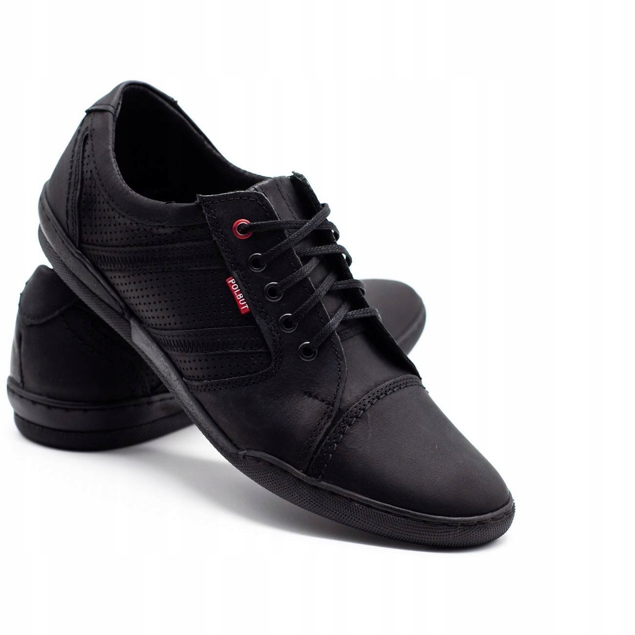 BUTY MĘSKIE CASUAL SKÓRA POLSKIE R3 PER CZARNY 41 Rozmiar 41