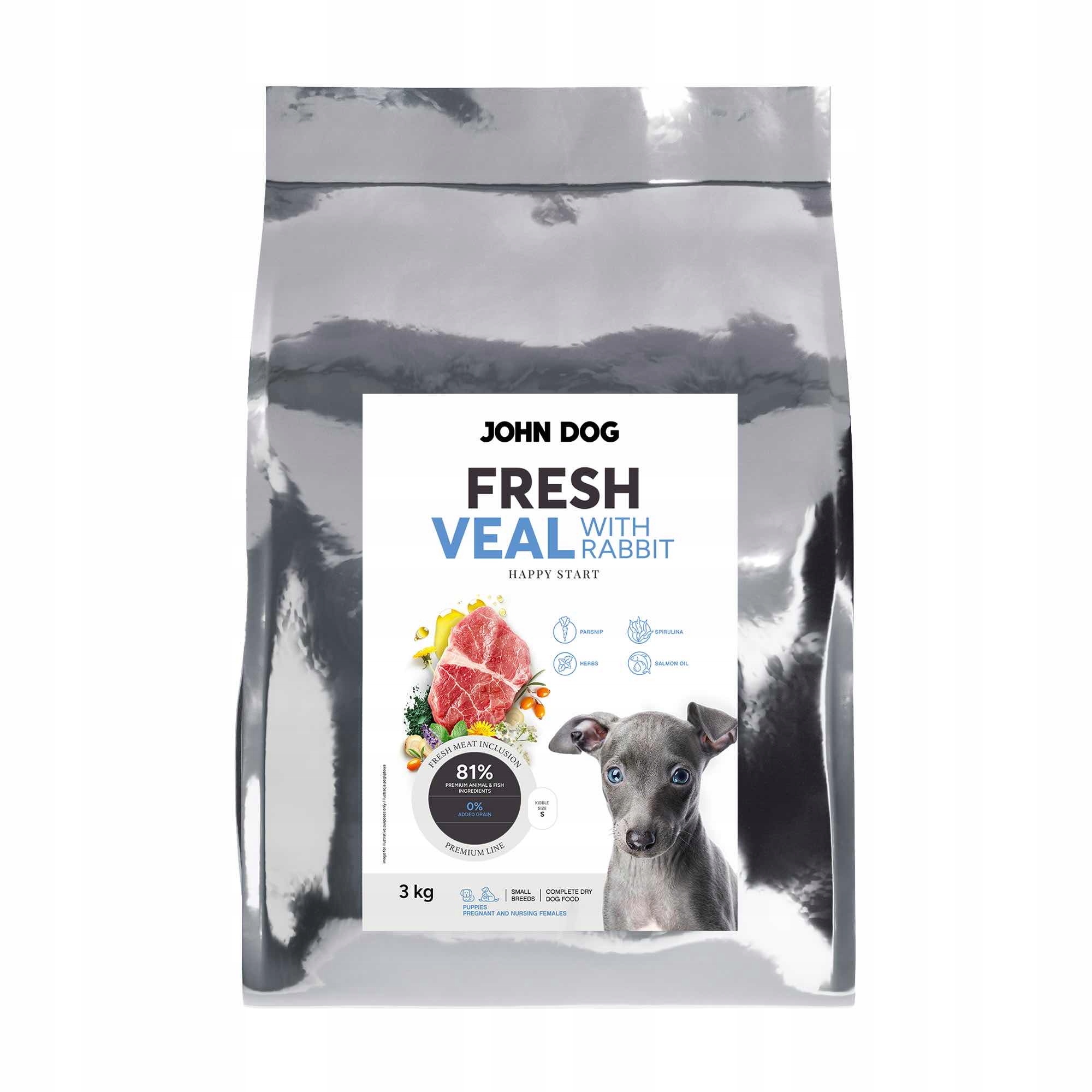 John Dog Fresh štěně krmivo pro psy, telecí maso s králíkem, 3 kg
