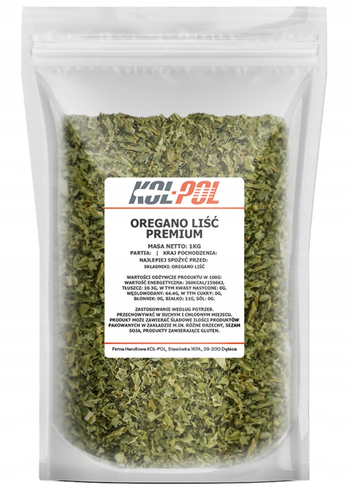 Levně Oregano prémiový list 1 kg Sušená vysoká kvalita Kol-Pol