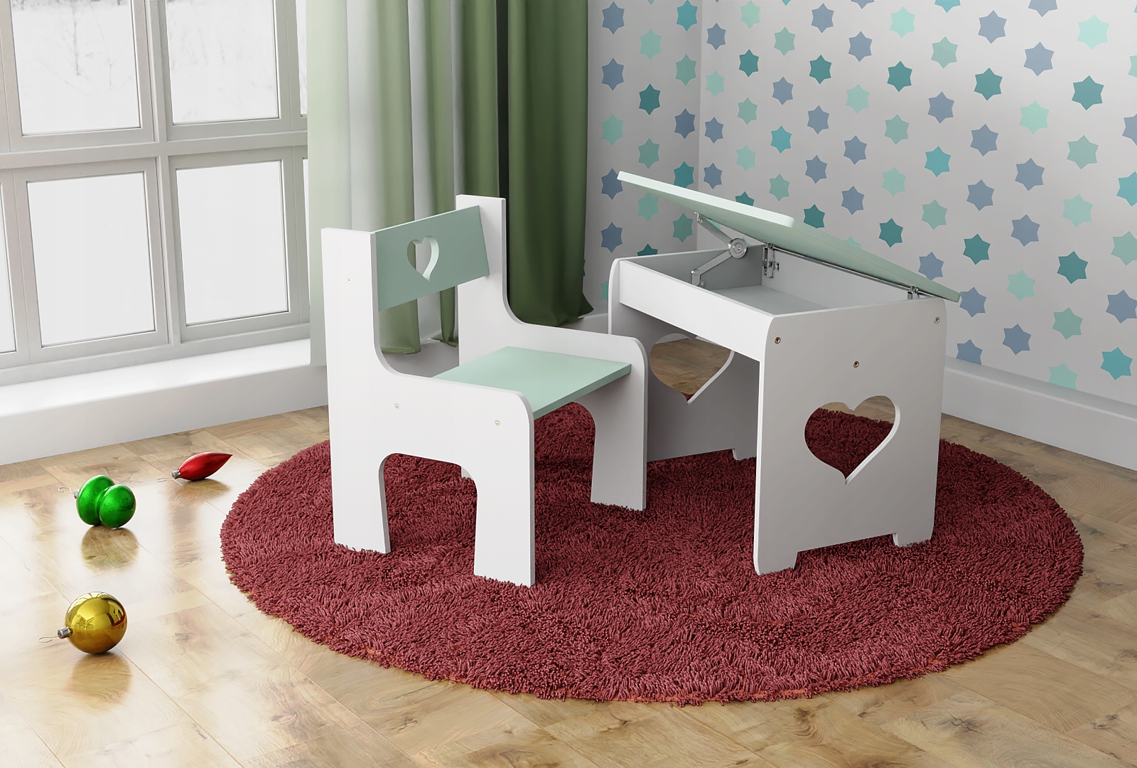 Dwa Krzesełka i stolik otwierany ze schowkiem różne kolory Marka SPECDREW