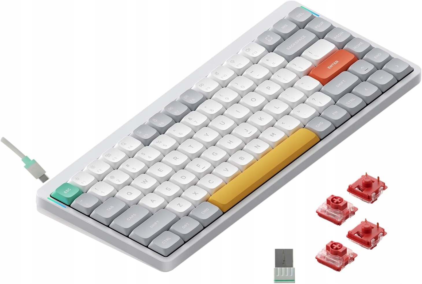 Nuphy Air75 V2 Bezprzewodowa Klawiatura Mechaniczna Slim Biała, Cowberry