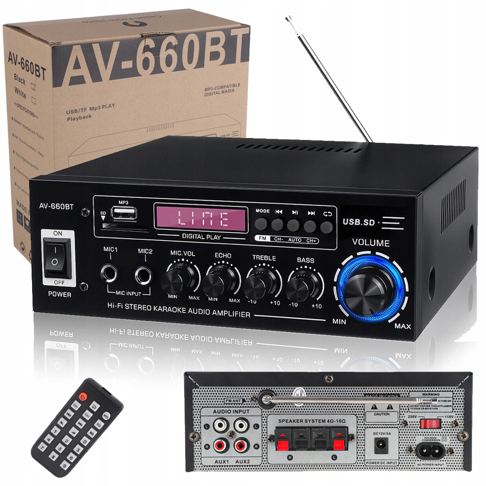 Receiver Stereofonní Zesilovač MP3 Rádio Bluetooth