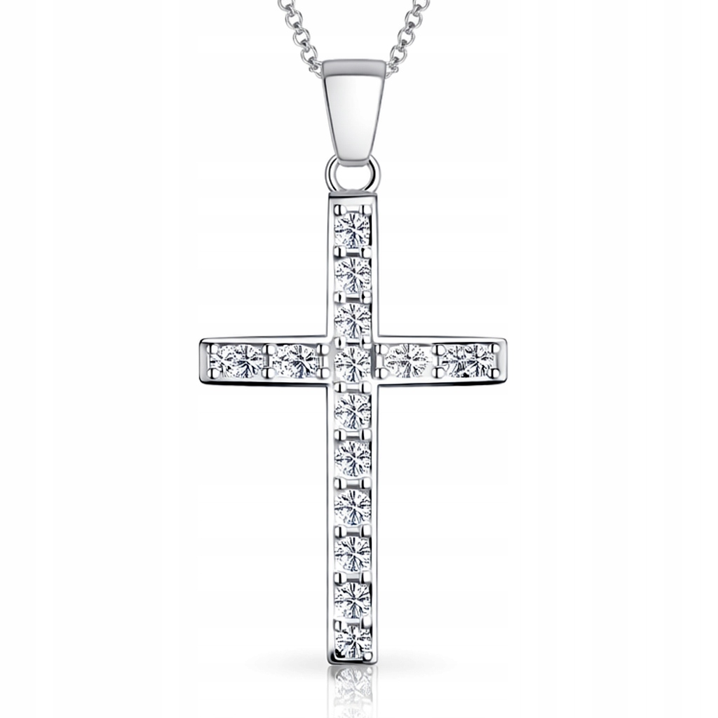 Stříbrný náhrdelník Velký kříž se zirkony Křížek Stříbro 925