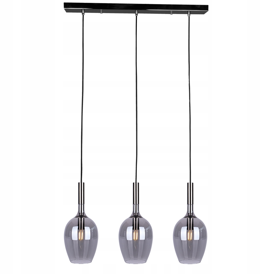 Lampa Wisząca Lugano Czarny Szklane Klosze 3xE14 60x100cm Lampa Sufitowa