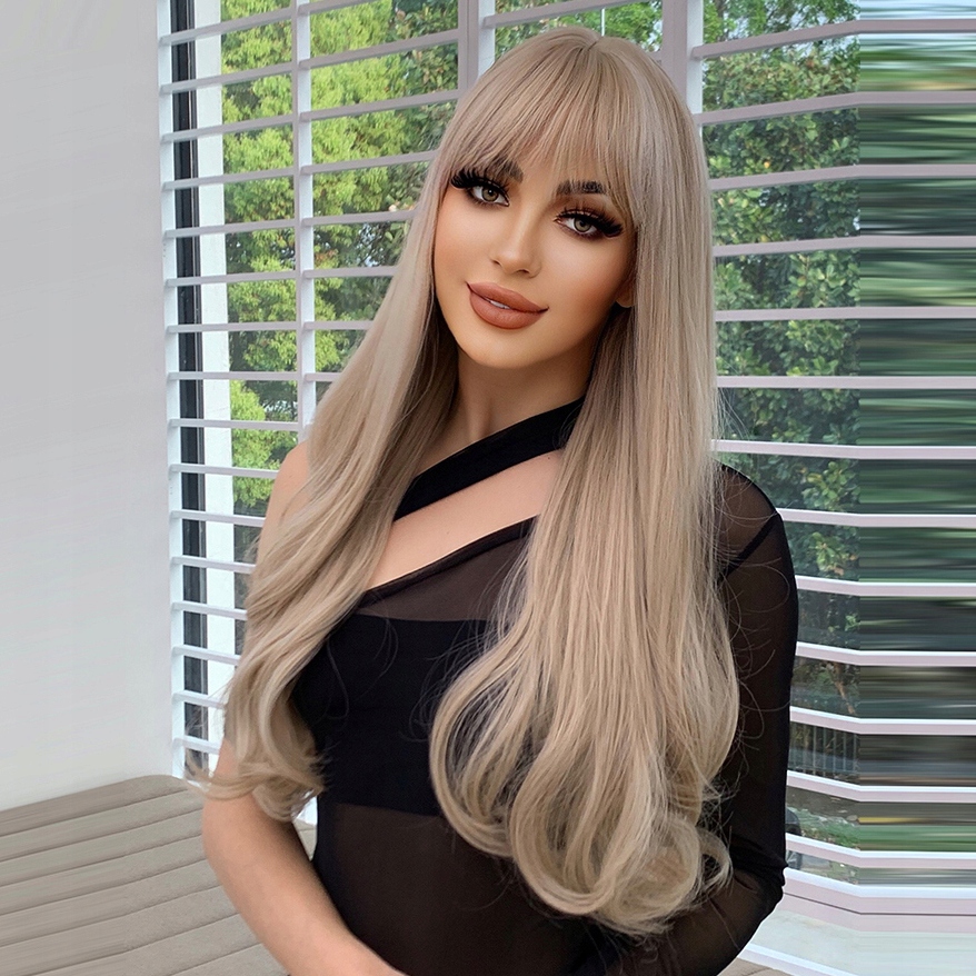 Dámská paruka Paruky Dámské Dlouhé Šedé Blond Kudrnaté Vlasy s Hřívou