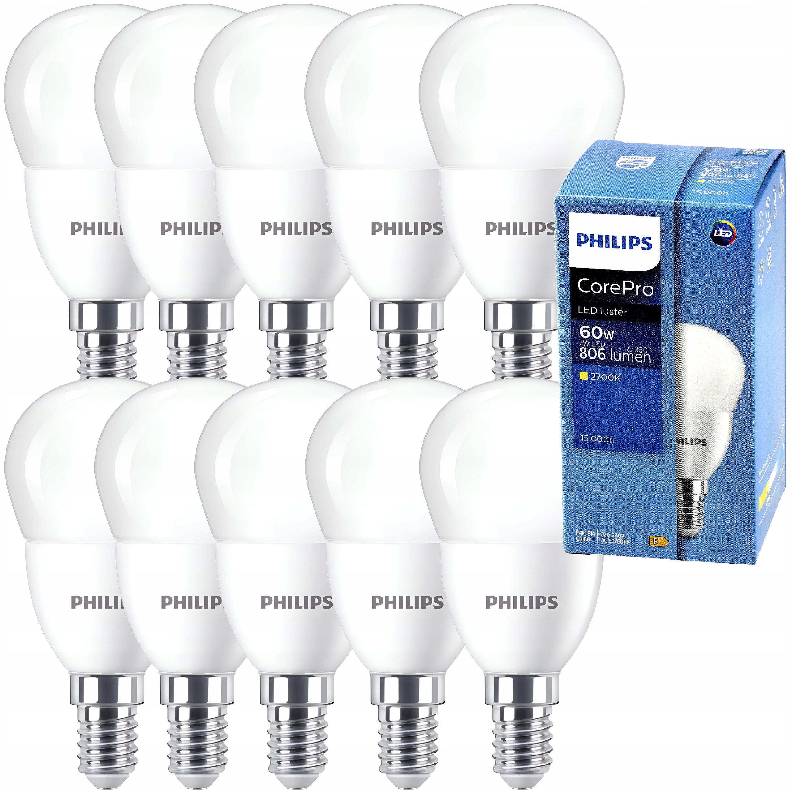 Philips Led žárovka E14 7W 60W 806lm 115lm/W 2700K EyeComfort CorePro 10x