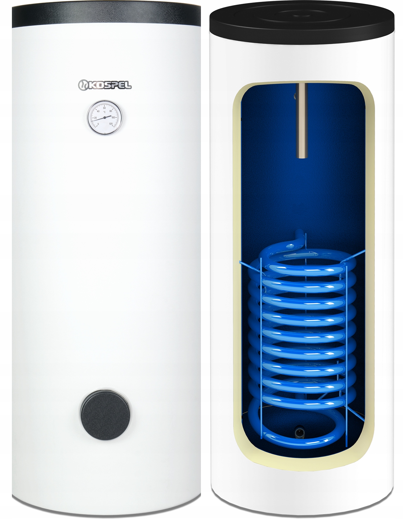 Bojler Wężownica Spiralna 100L Kospel SW-100 Zbiornik Ciepła Woda Wymiennik