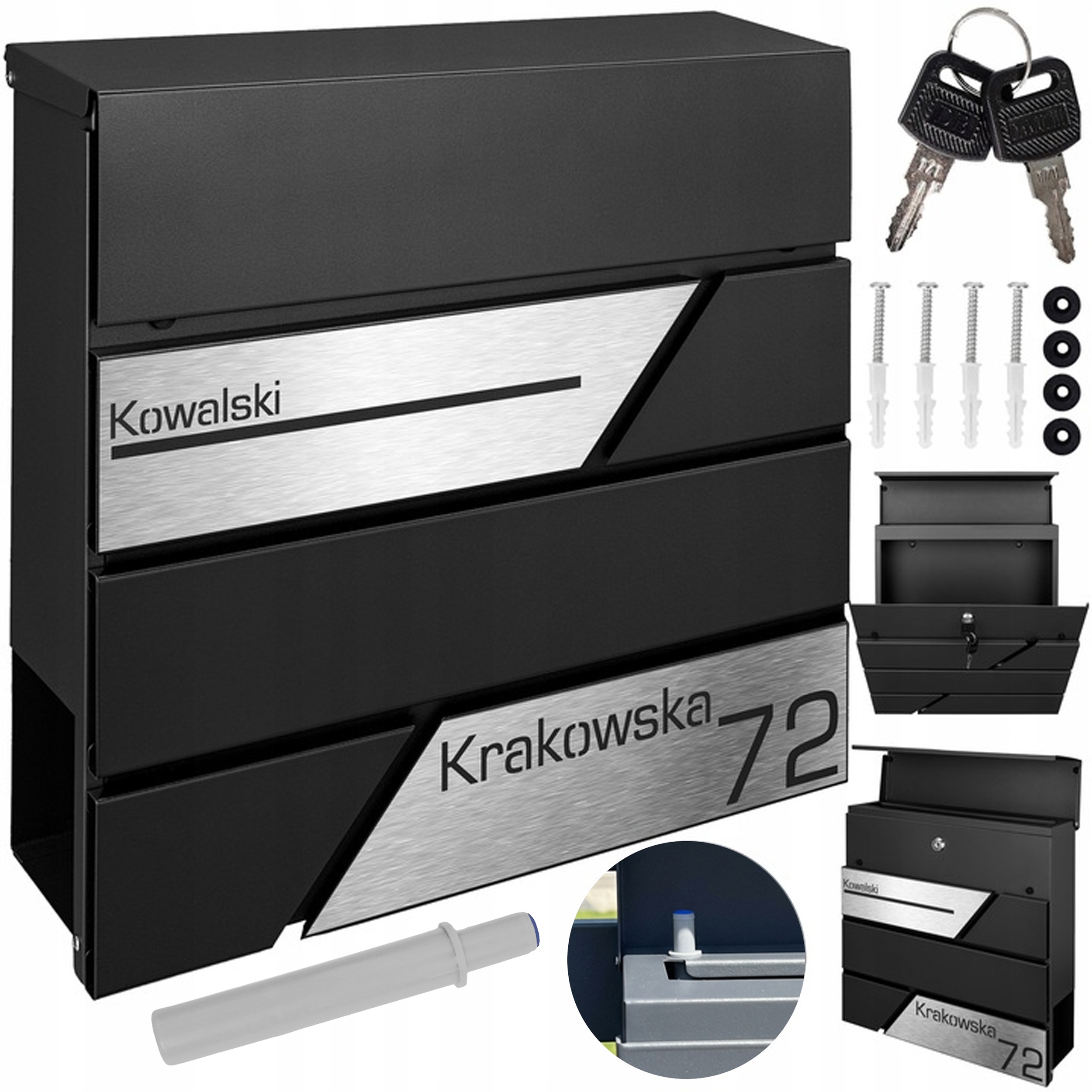 Poštovní Schránka Poštovní Tuba Černá Adresa Vyřezávaná Laserem Tichý Domeček