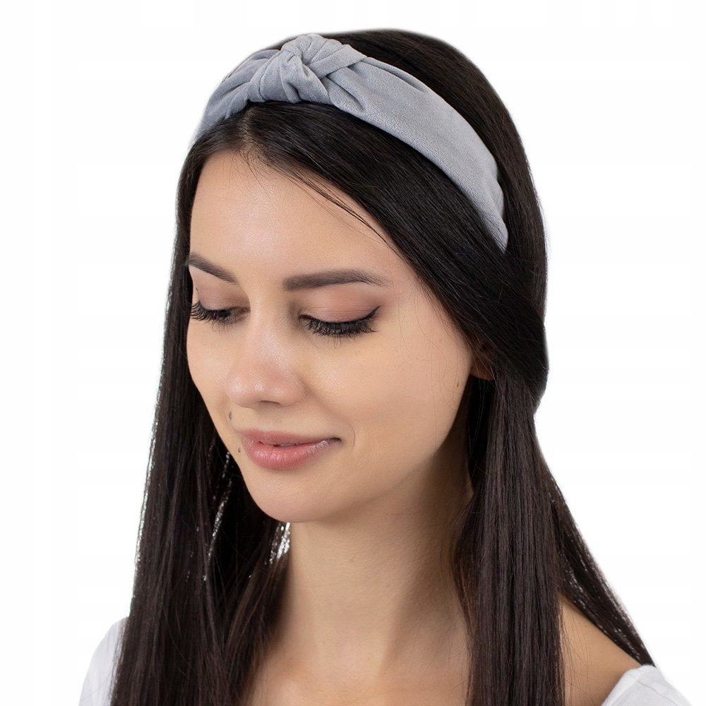 

Opaska Do Włosów turban Węzeł szara Welurowa