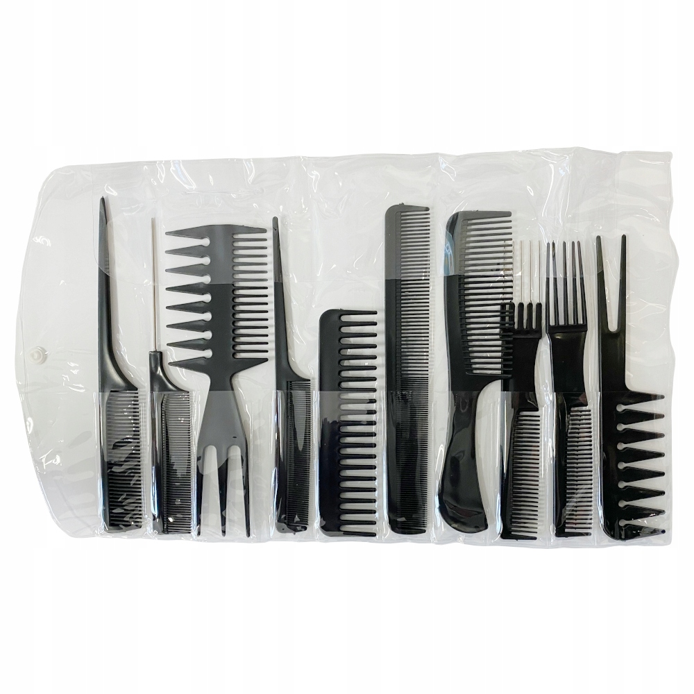 ZESTAW GRZEBIENI FRYZJERSKICH W ETUI 10 X GRZEBIEŃ