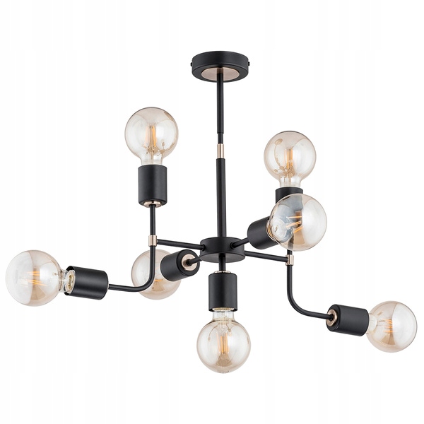 Závěsný lustr Transformers Tng VII, černé trubky s žárovkami do kuchyně