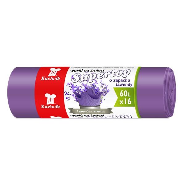 

Worki na śmieci/60L/16szt/o zap. lawendy wiązane