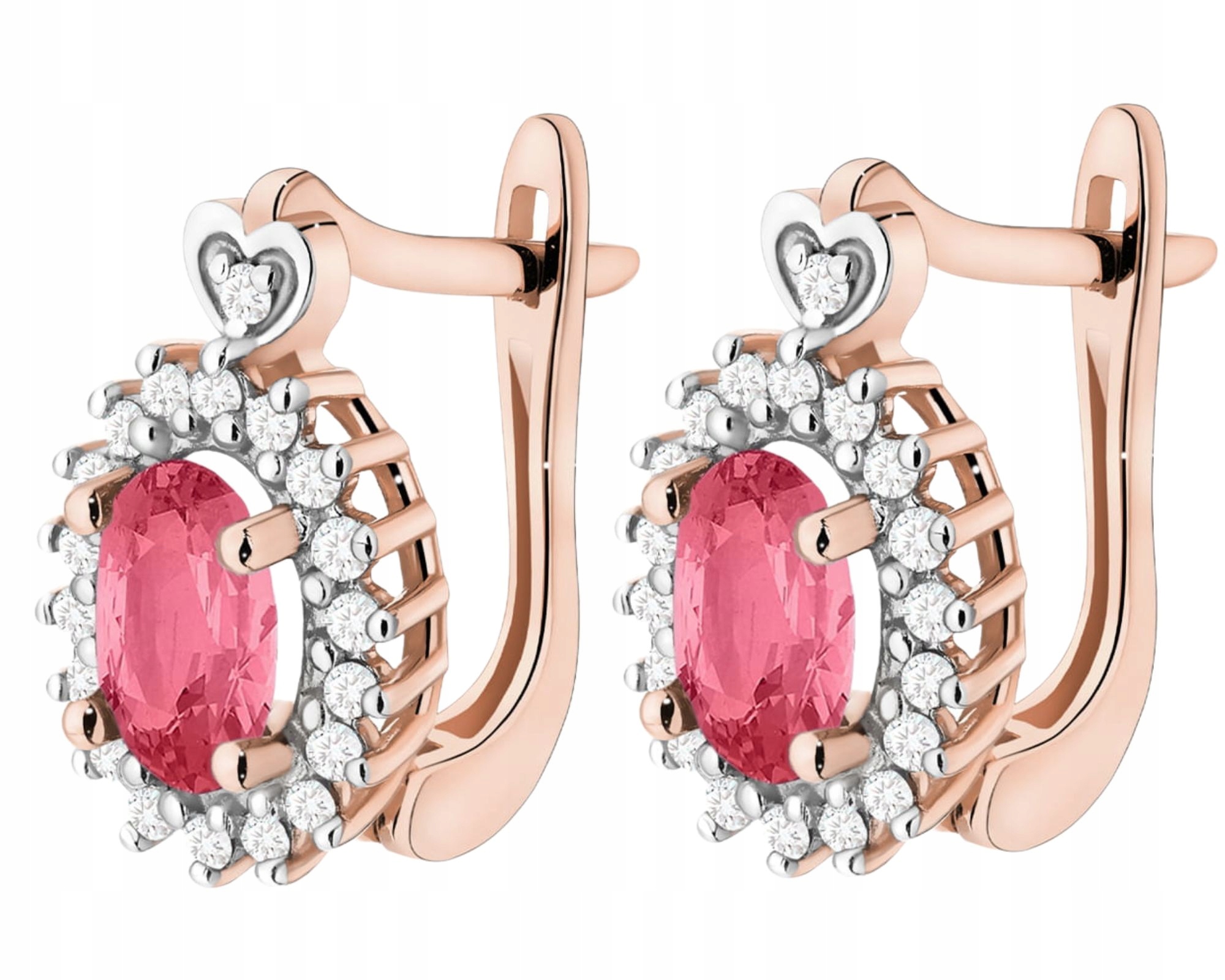 Růžové Zlato Náušnice Růžový Topaz Brilianty Diamanty Zlato 585 Jako Dárek