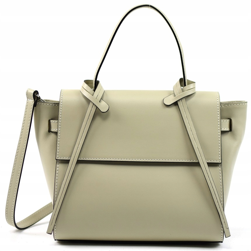 WŁOSKA TOREBKA BORSE IN PELLE SKÓRA NATURALNA JASNY BEŻ PREMIUM 725F Wielkość mała (nie mieszcząca A4)