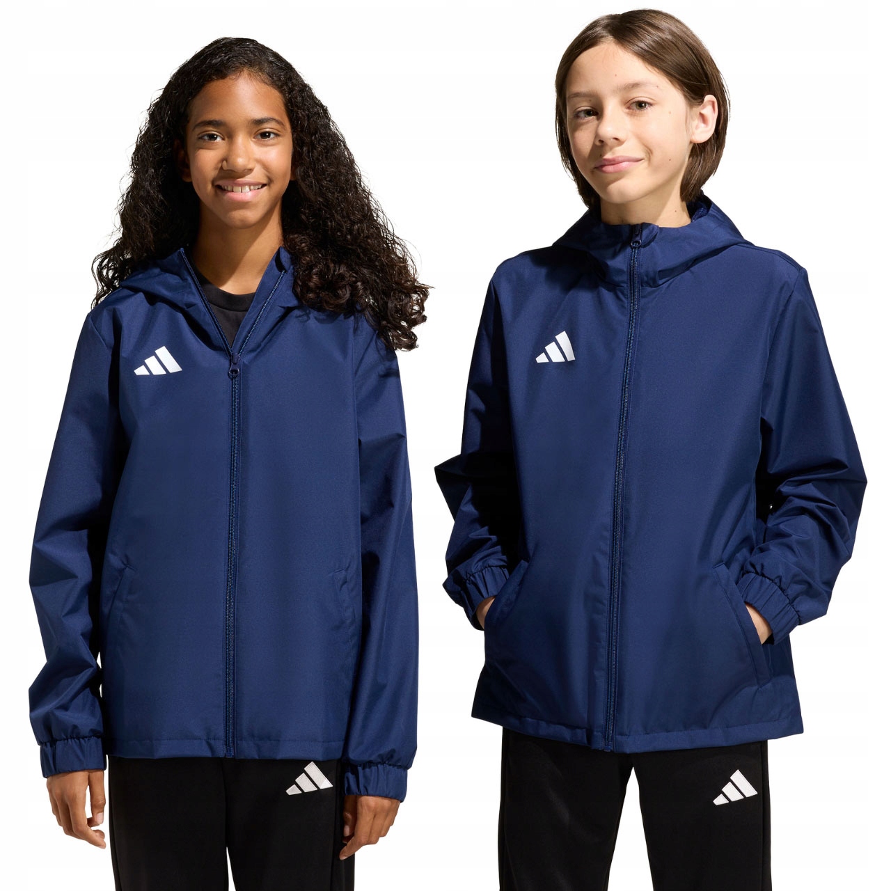 Dětská bunda adidas Entrada 26 All Weather tmavě modrá JZ9103