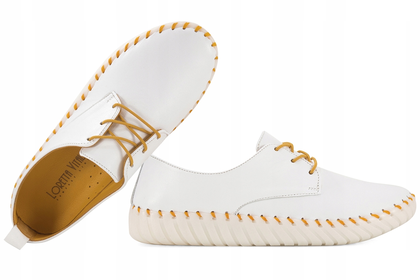 Loretta Vitale FL/911 Dámské Kožené Polobotky bílé 39 Bílá