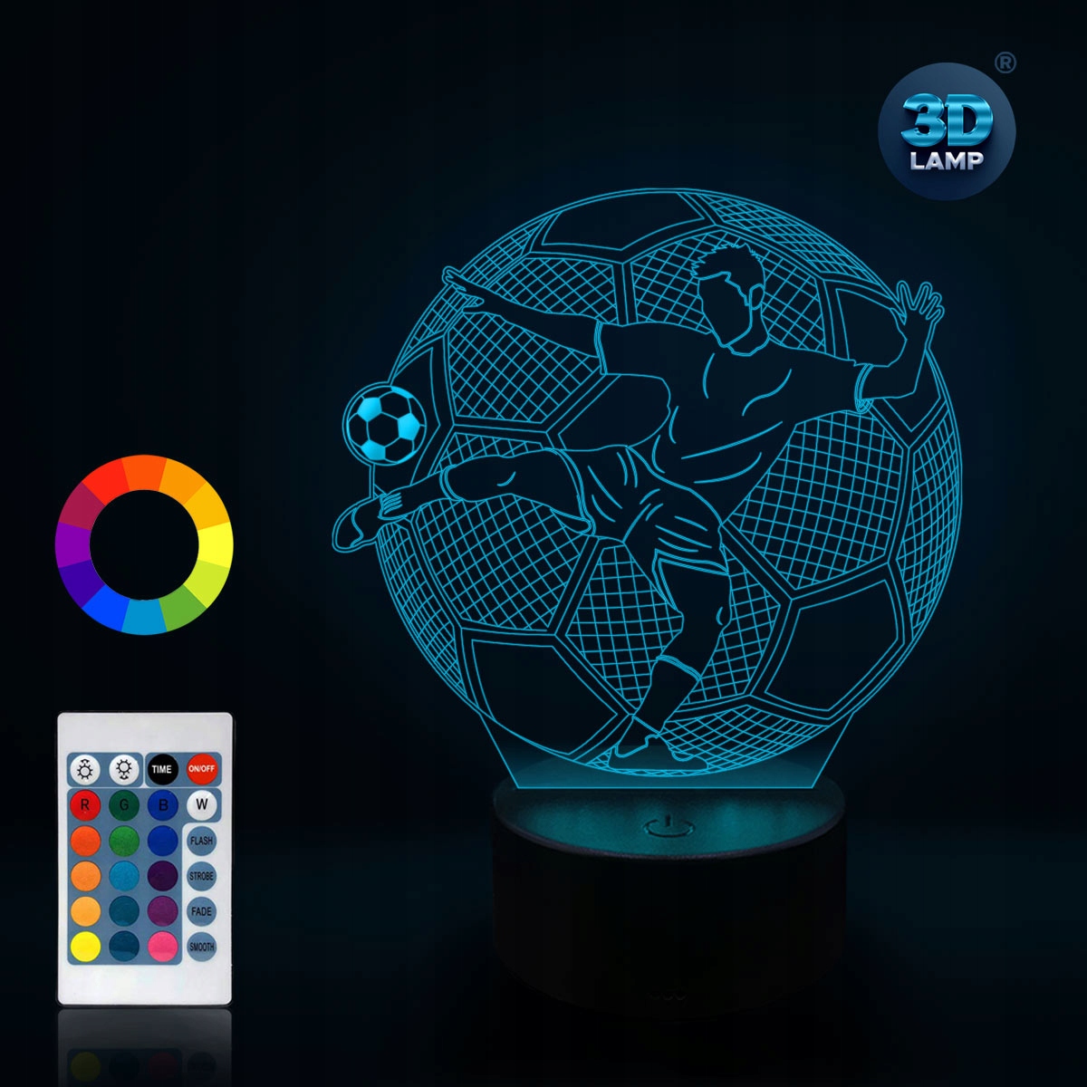 Lampka nocna Piłkarz wolej 3D LAMP LED Marka 3D Lamp
