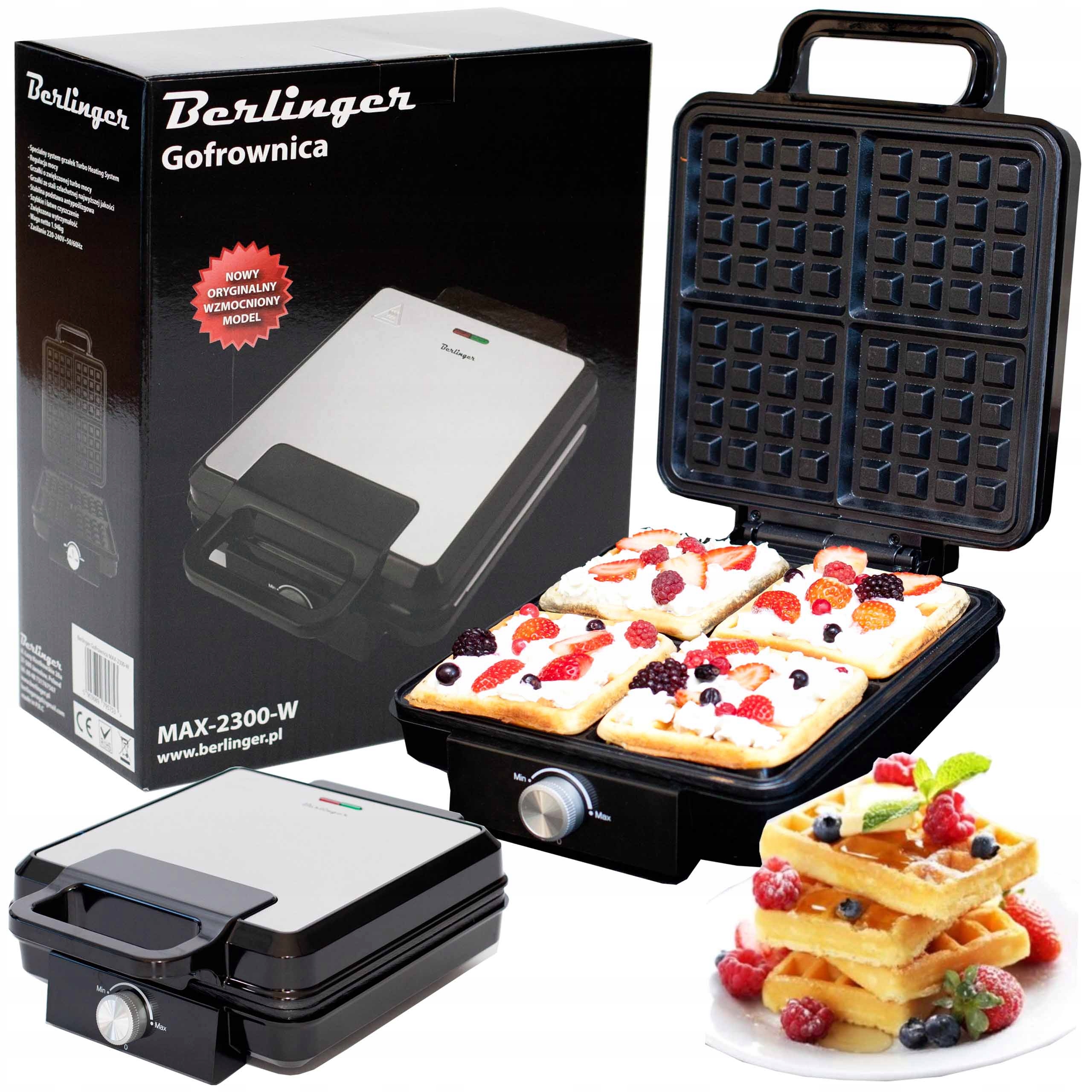 Vaflovač XXL Berlinger 4 ideální vafle regulace teploty Silný 2300