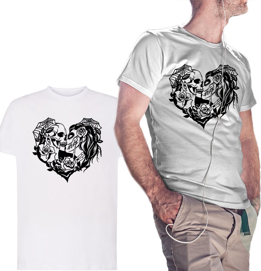 

Koszulka dla niego Love Over Death, biała 4XL