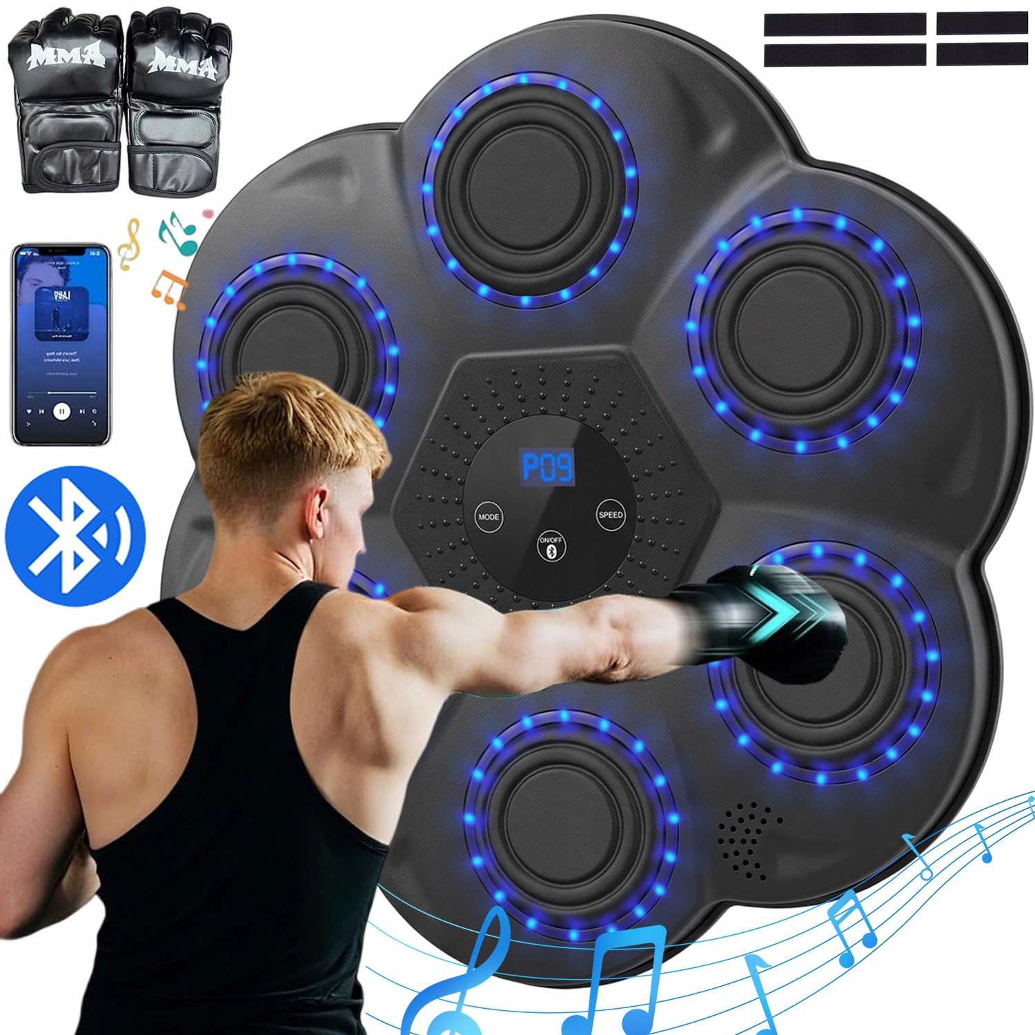 Boxerský Set Elektronický Štít Na Bluetooth Boxovací Stroj Černý