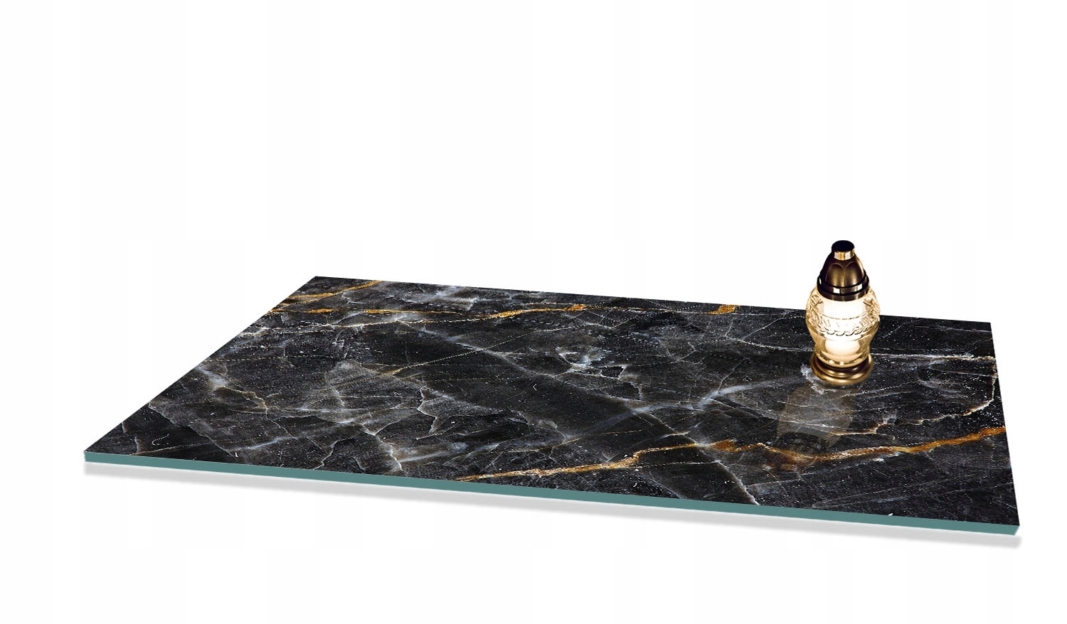 Podstavec pod Zniče tvrzené sklo vzor Černý Mramor 80x52cm