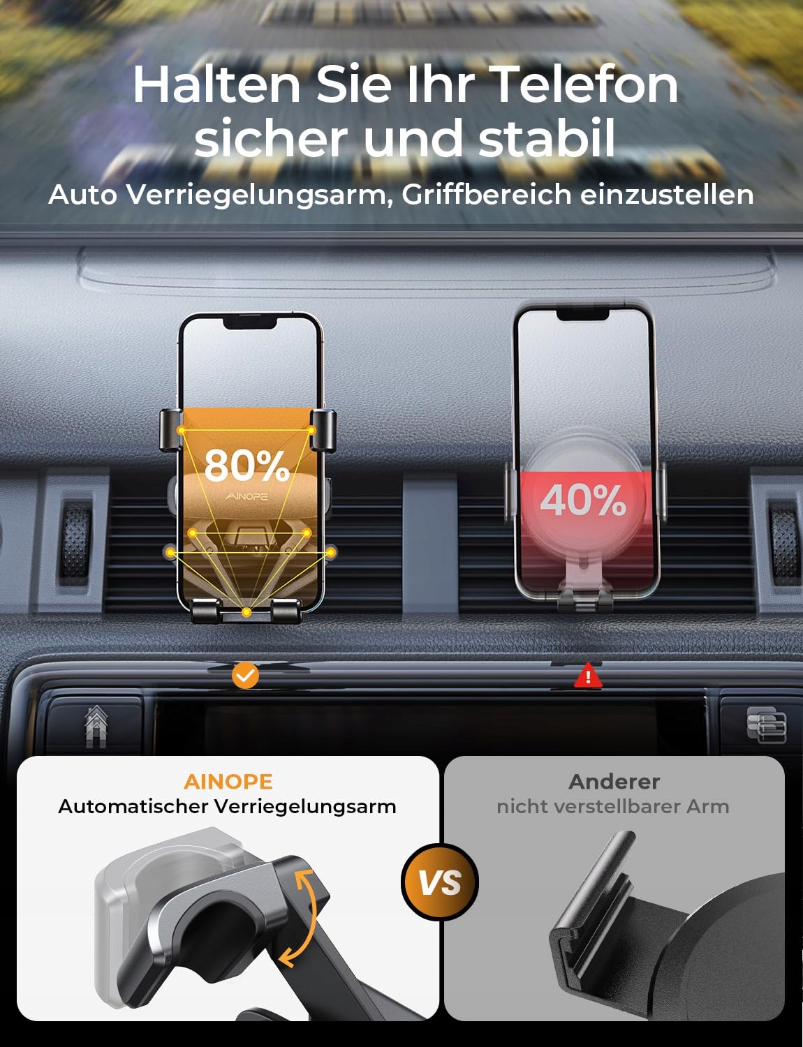 AINOPE Uchwyt Samochodowy Wentylacja Grawitacyjny Do iPhone i Smartfonów — miniatura 8