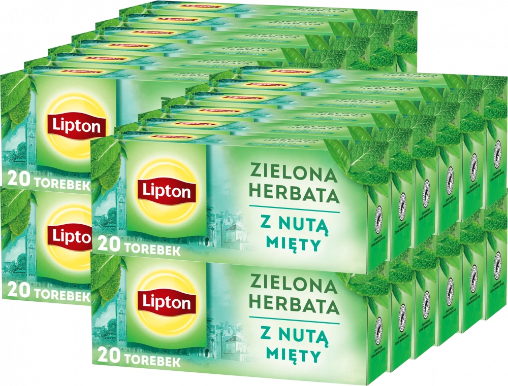 Herbata zielona Lipton z nutą mięty 20 torebek 26g x24