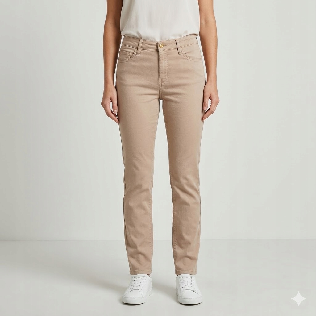 Guess Elegantní Béžové Kalhoty S Nízkým Pasem A Záševky 24/29 Gga