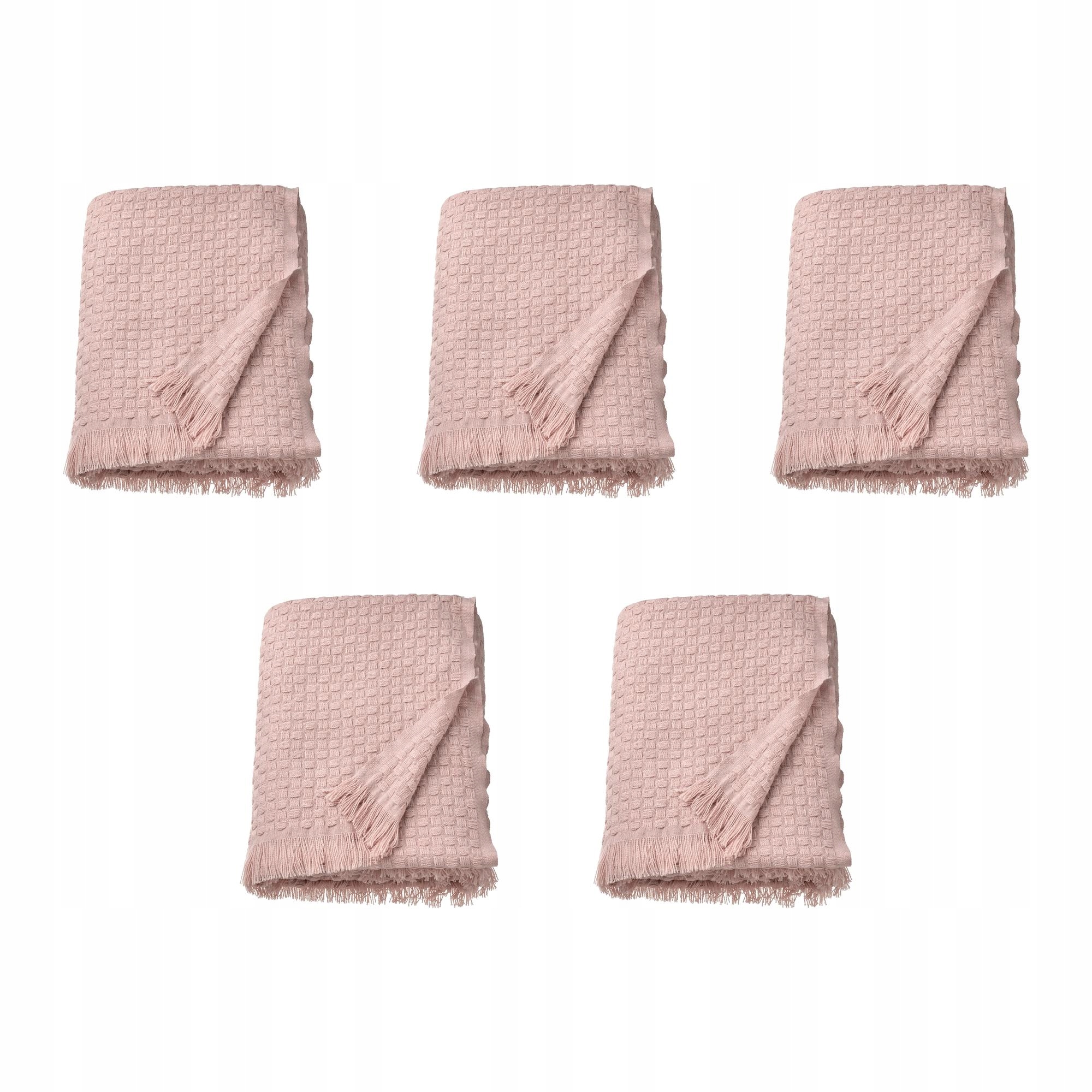 5 ks Pléd světle růžový 130 x 170 cm měkký s třásněmi Hornmal