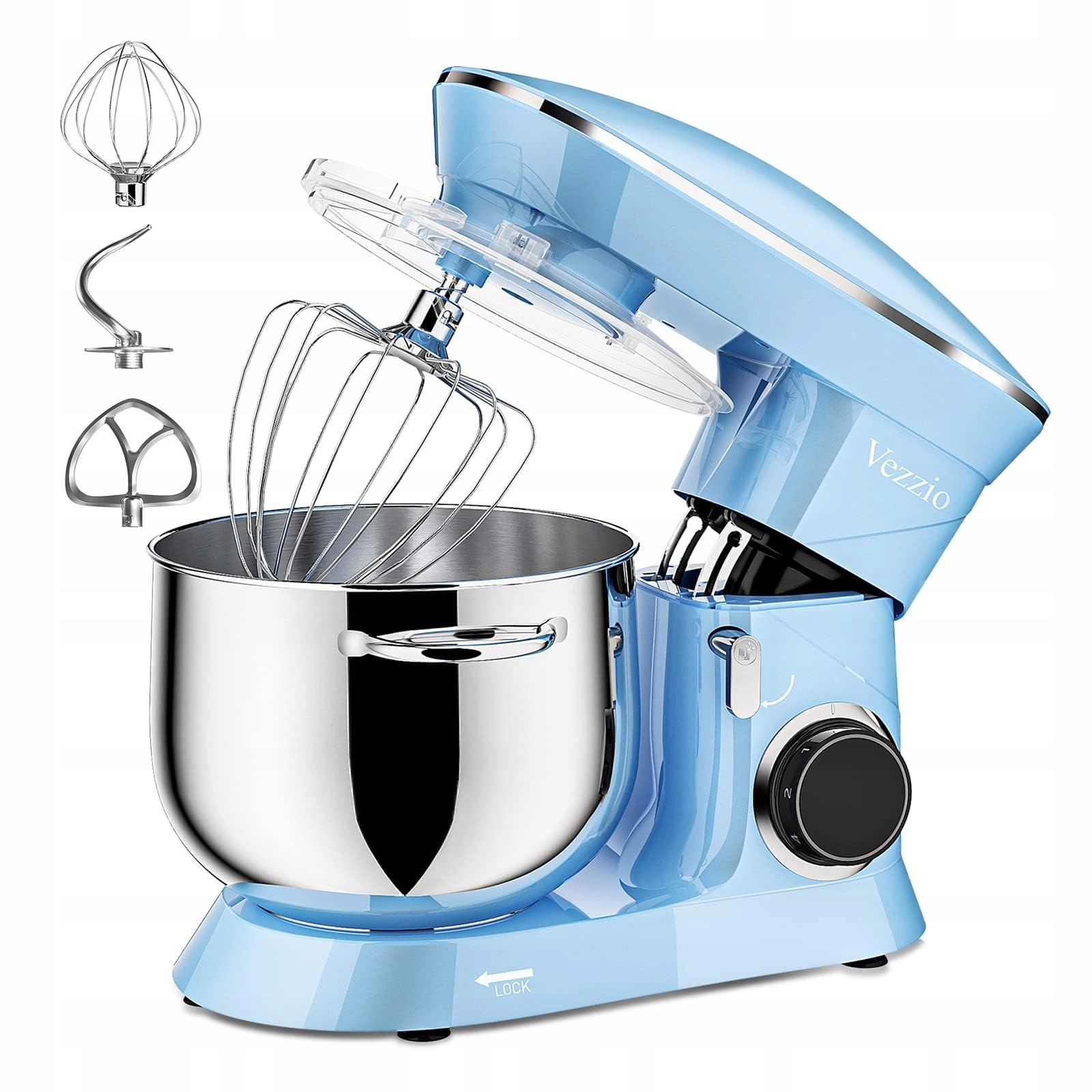 VEZZIO Robot Kuchenny 1500W Cicha Praca 10 Prędkości Misa 8.5L Niebieski